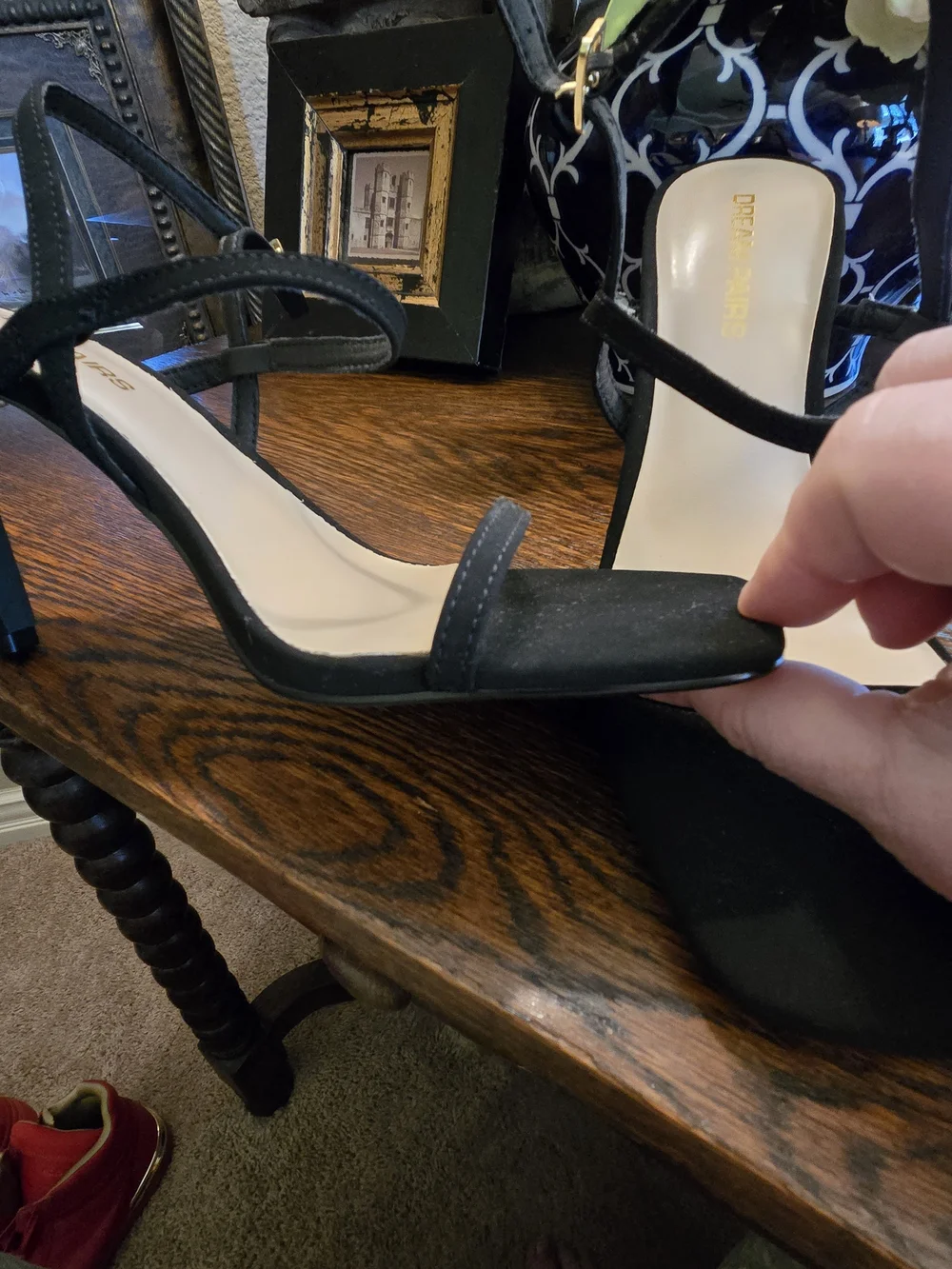 Dream Pairs Black Strappy Square-Toe Slingback Heels